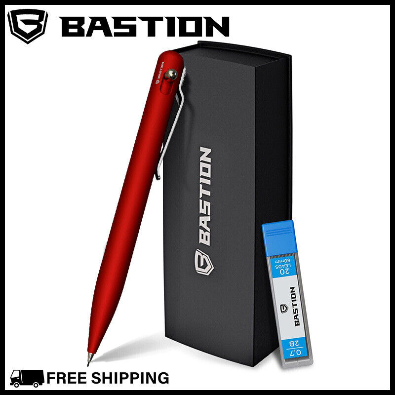 BASTION MECHANICAL PENCIL 0.7MM Red Aluminum Body Bolt Action Drafting Drawing