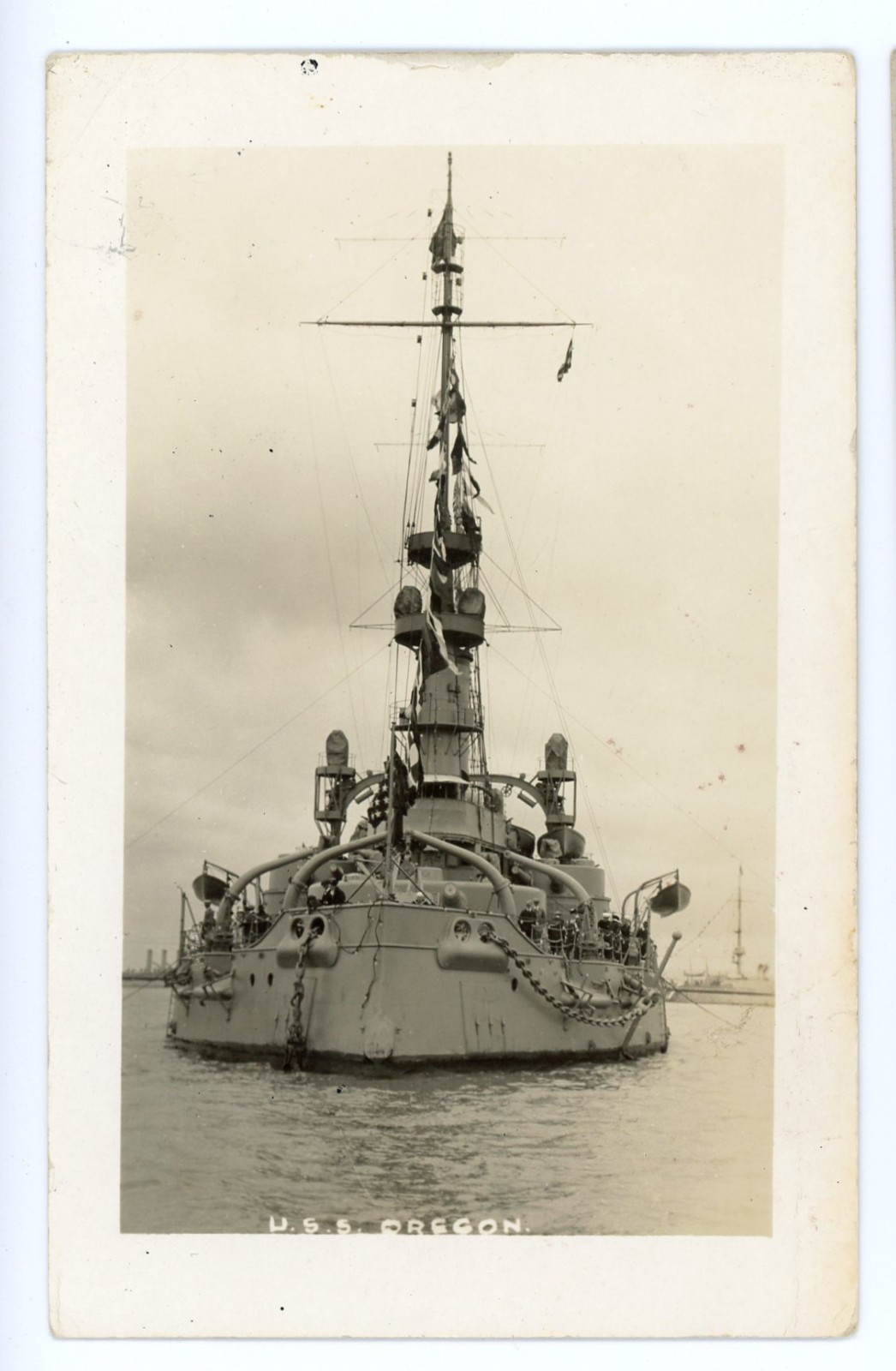 Antique Postcard U.S.S. OREGON, American Battleship into Service 1896, RPPC Antique Postcard U.S.S. OREGON, American Battleship into Service 1896, RPPC