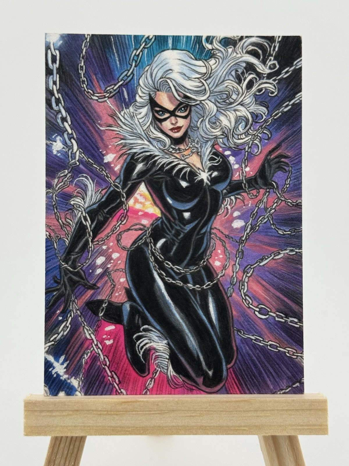 GGC Studio Marvel Black Cat Hand Drawn Custom Art Sketch Card 1/1 AUTO ACEO GGC Studio Marvel Black Cat Hand Drawn Custom Art Sketch Card 1/1 AUTO ACEO