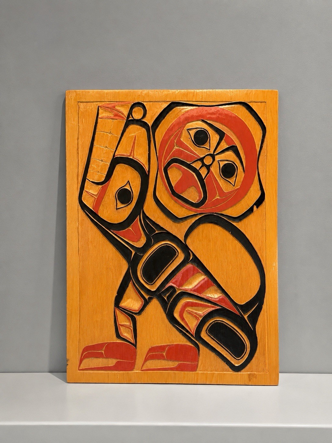 Vintage 1974 Gitksan Tsimshian Native Carved Cedar Plaque Wolf & Moon Nowlin Vintage 1974 Gitksan Tsimshian Native Carved Cedar Plaque Wolf & Moon Nowlin