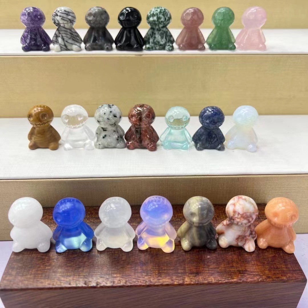 10pc Natural Mix Quartz Carved Mini Ghost doll Skull Crystal healing gift 10pc Natural Mix Quartz Carved Mini Ghost doll Skull Crystal healing gift