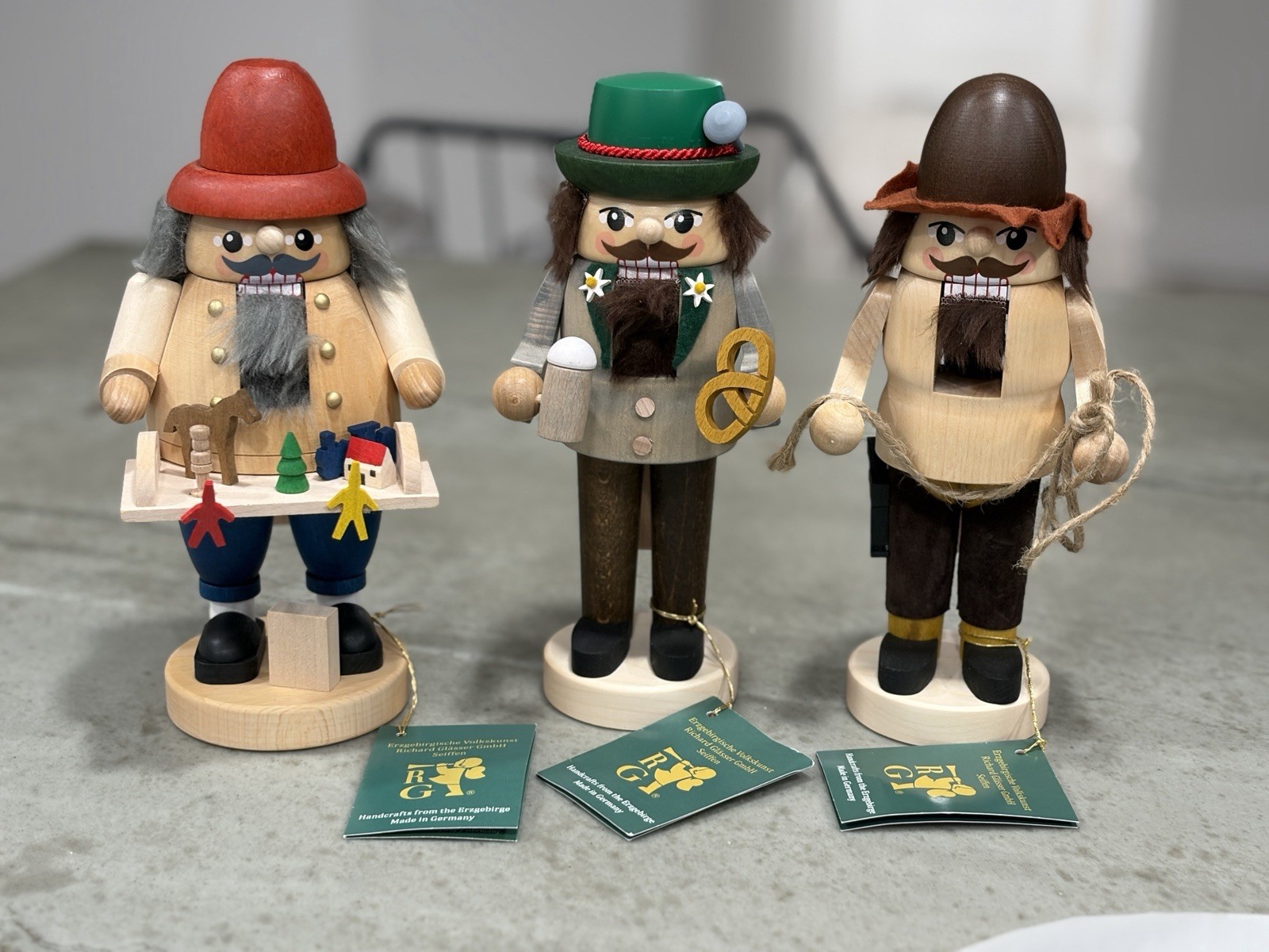 3 new Erzgebirgische Volkskunst Seiffen Germany Nutcracker Richard Glasser 8” 3 new Erzgebirgische Volkskunst Seiffen Germany Nutcracker Richard Glasser 8”