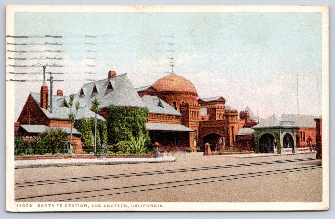 Antique California Postcard LOS ANGELES Santa Fe Station 1921