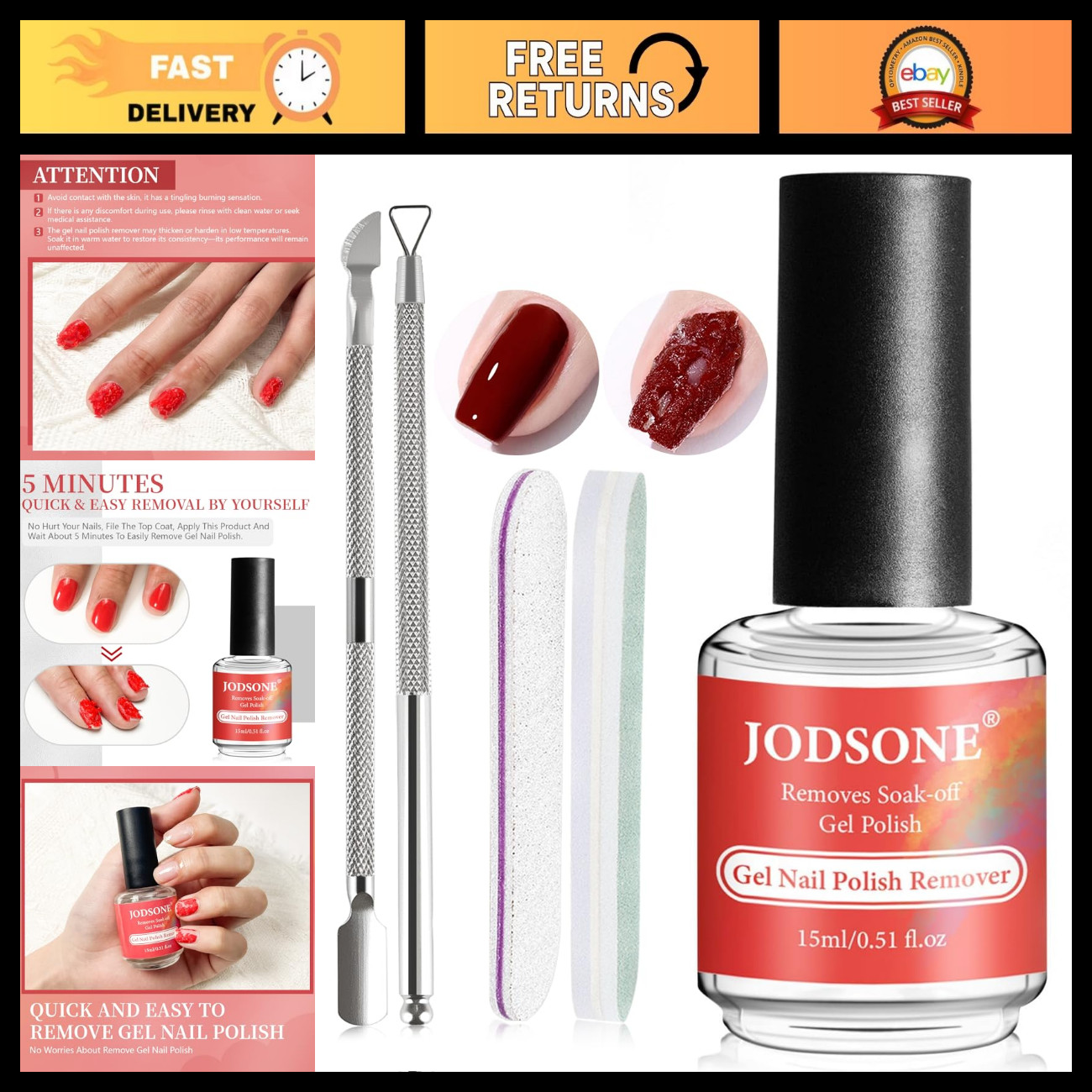 JODSONE Gel Nail Remover No Need Soaking or Wrapping for Quick And Easy Removal JODSONE Gel Nail Remover No Need Soaking or Wrapping for Quick And Easy Removal