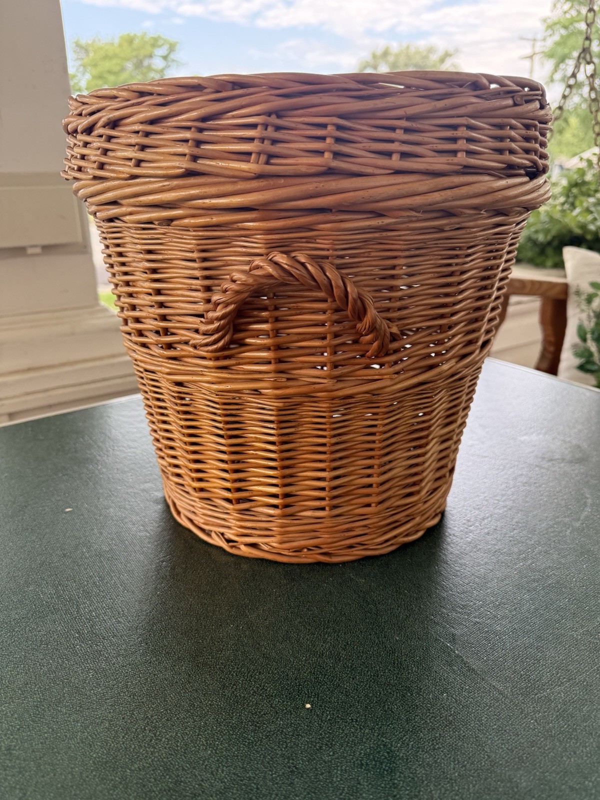 Vintage Large Wicker French Bakery Basket w Lid & Handles 12”Tall Natural Rattan Vintage Large Wicker French Bakery Basket w Lid & Handles 12”Tall Natural Rattan