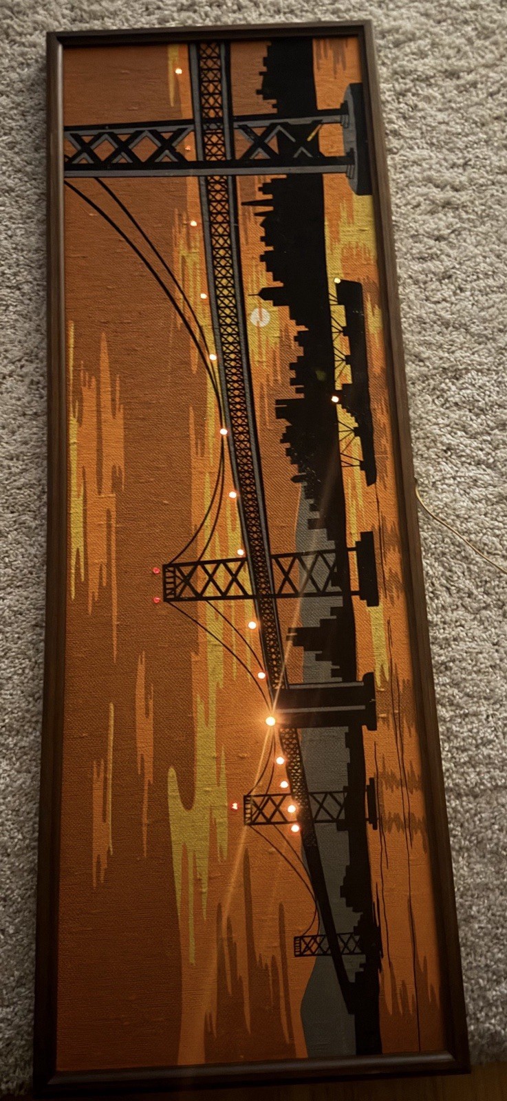 Vintage 1965 Belart Mid Century Lighted Bridge Wall Art Cityscape Skyline 1960s Vintage 1965 Belart Mid Century Lighted Bridge Wall Art Cityscape Skyline 1960s