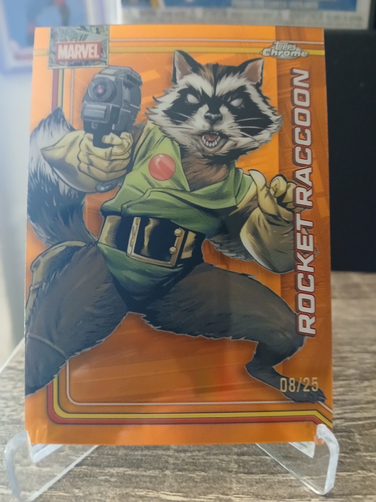2026 Topps Chrome Marvel Rocket Raccoon /25 Orange Refractor 2026 Topps Chrome Marvel Rocket Raccoon /25 Orange Refractor