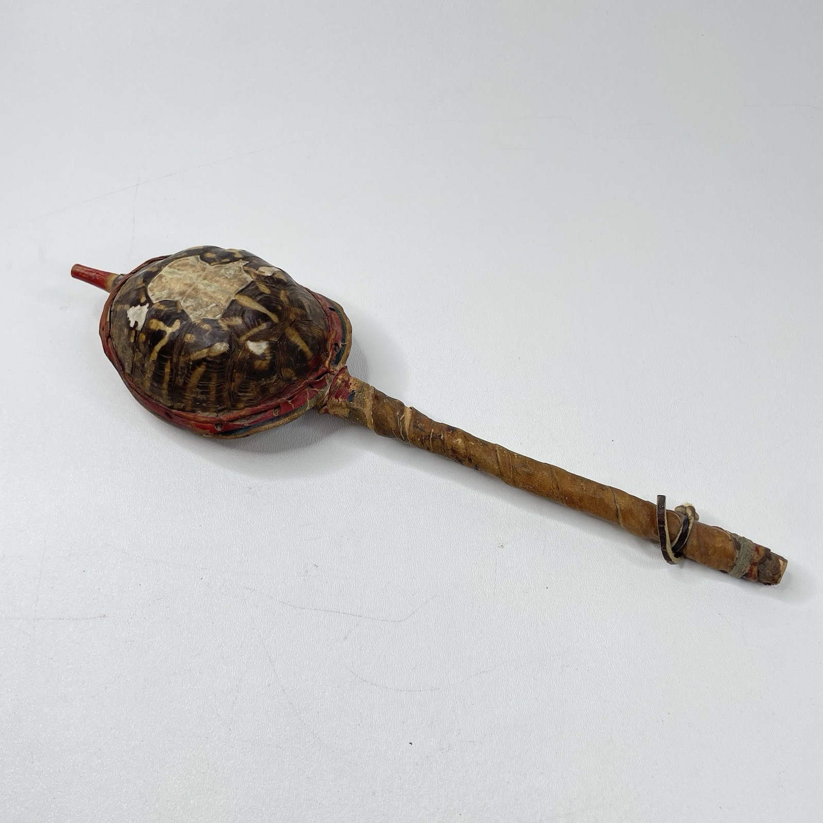 Authentic Vintage Native American Handcrafted Leather Turtle Rattle 14”  Authentic Vintage Native American Handcrafted Leather Turtle Rattle 14” 