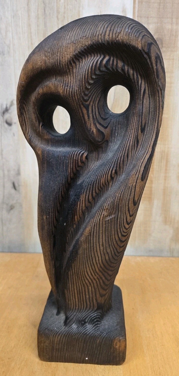 Vintage Witco Hand Carved 13" Tall Cryptomeria Owl Statue Figure Vintage Witco Hand Carved 13" Tall Cryptomeria Owl Statue Figure