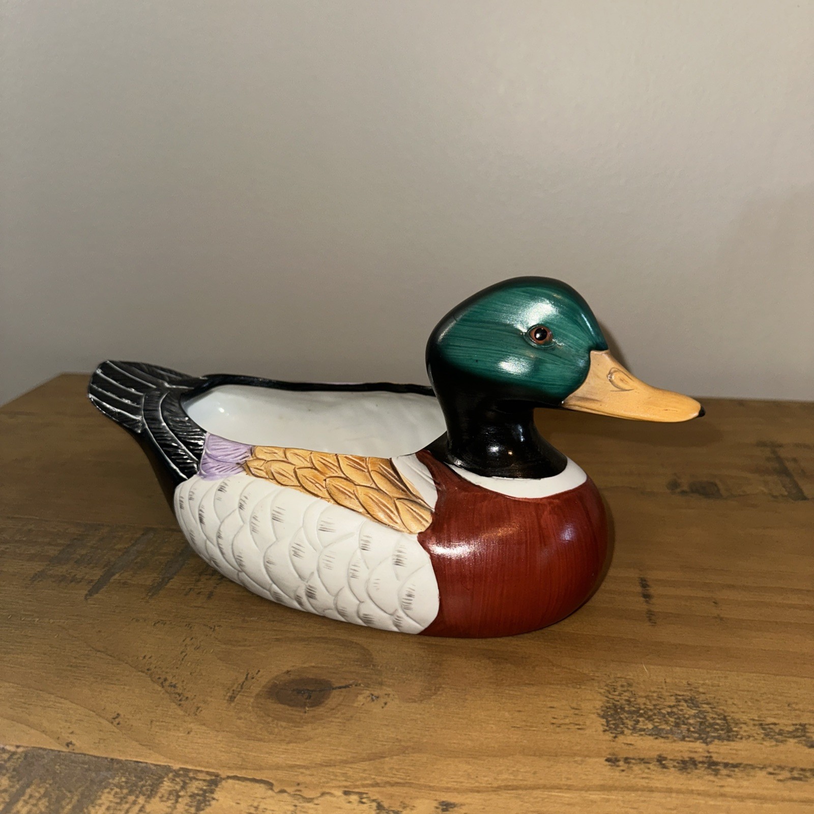 Vintage Hortense Arcadia Mallard Duck Planter Flower Pot #445-S Label Vintage Hortense Arcadia Mallard Duck Planter Flower Pot #445-S Label