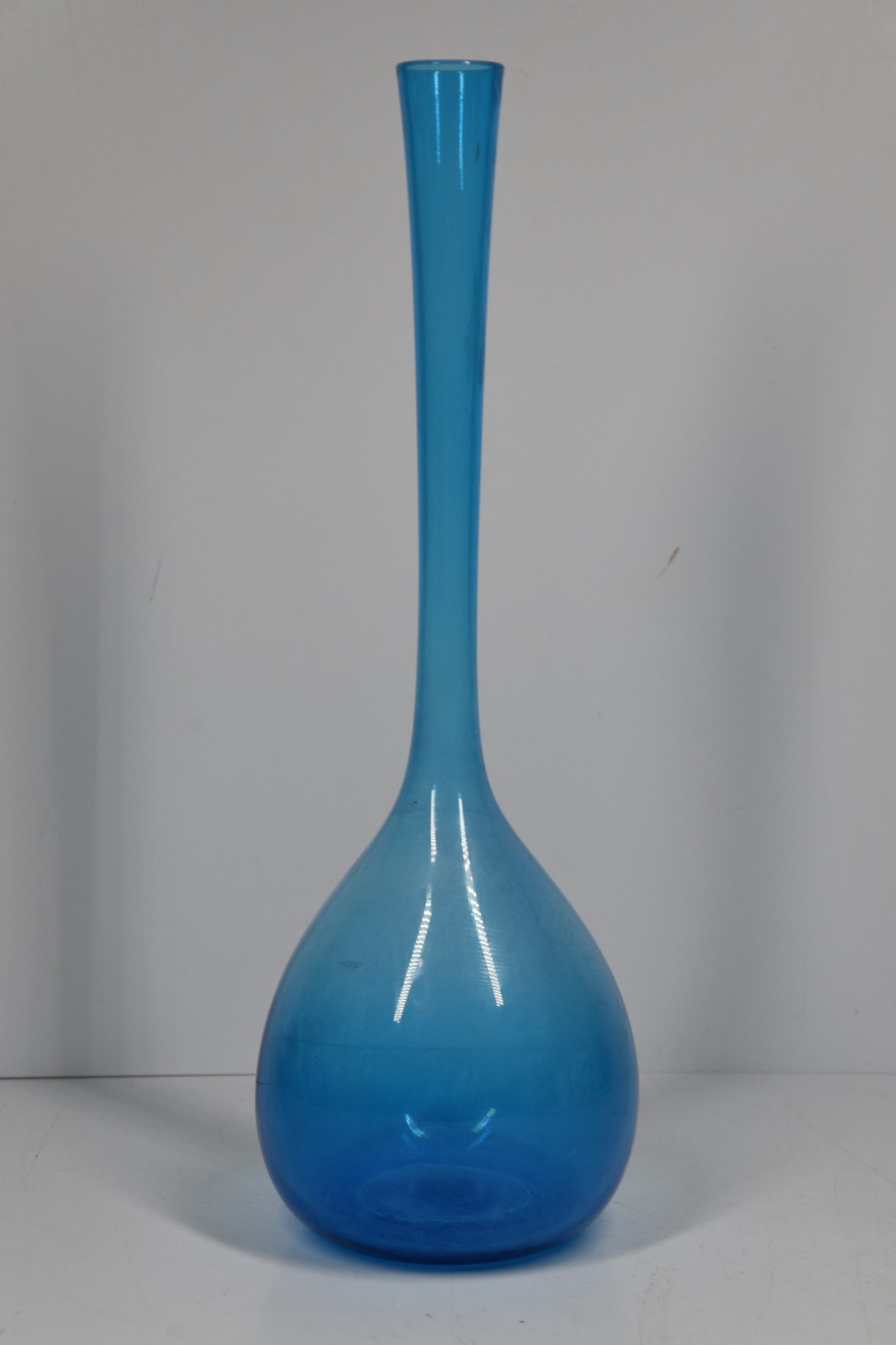 Vintage Swedish Modern Arthur Percy Blue Glass Vase Studio Art MCM Retro Pontil