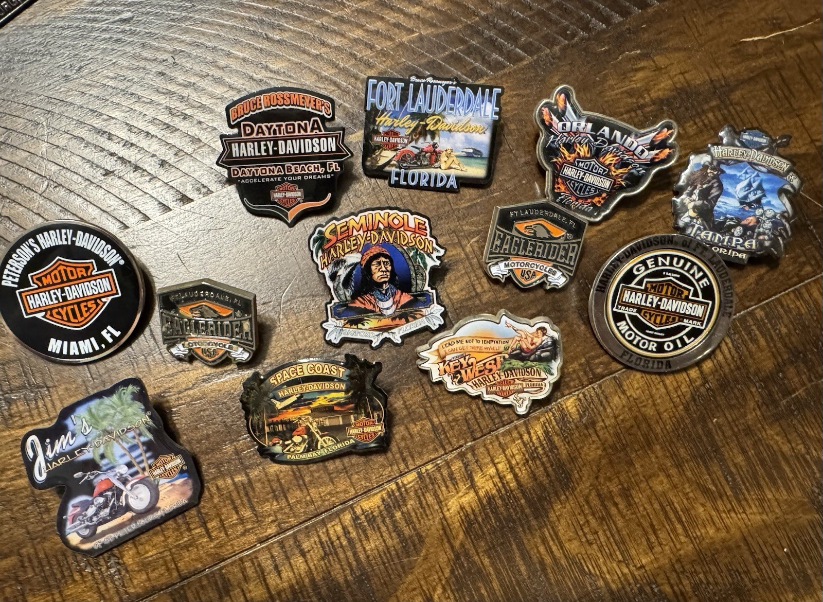 Harley-Davidson Florida Dealer & Location Pin Lot of 12 Daytona Miami Tampa