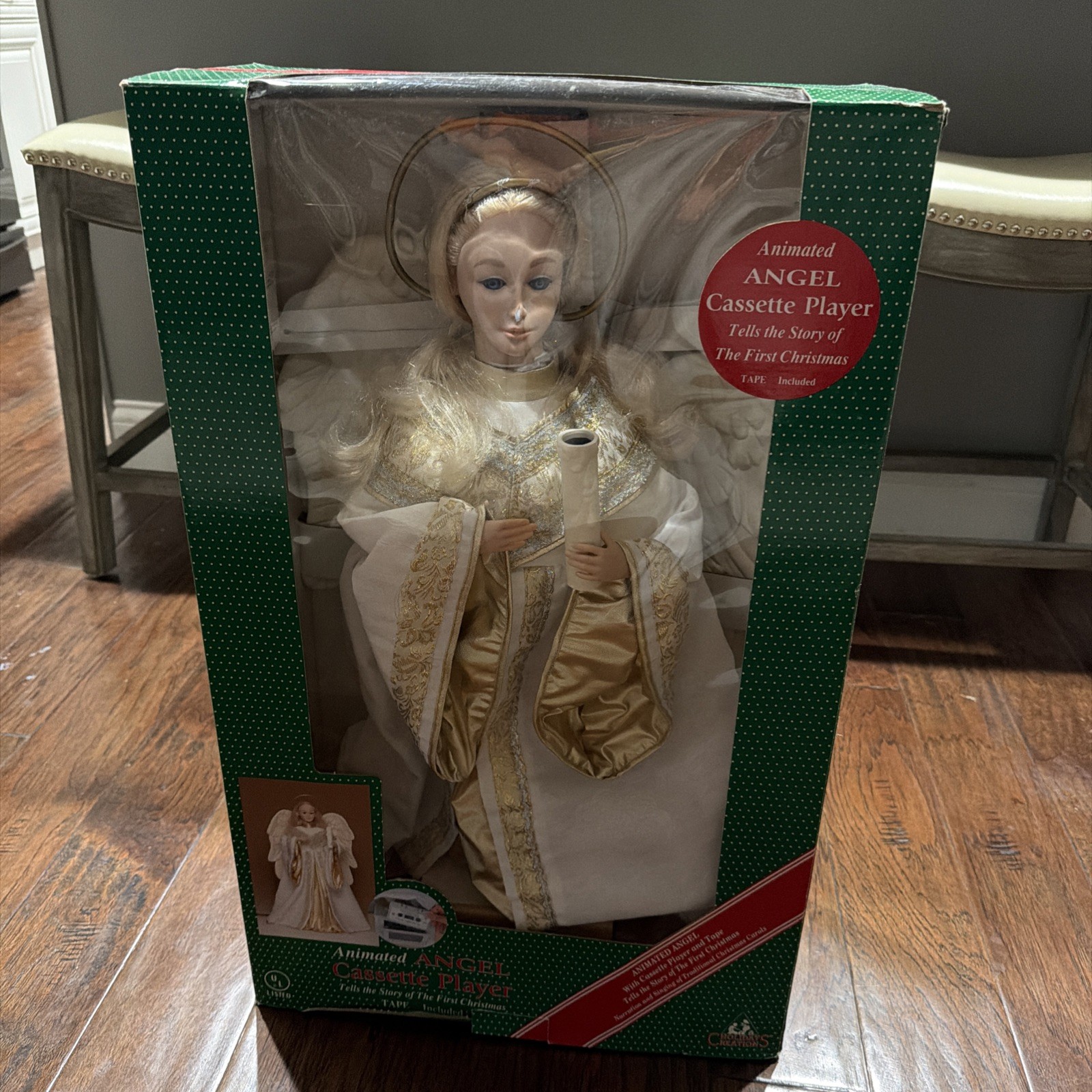 Animated Christmas Angel W Box Vtg Speaks Story Of First Xmas W Cassette Tested