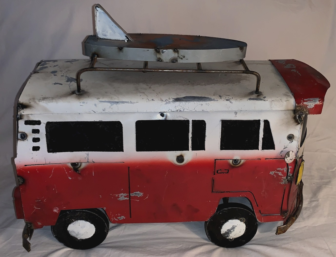 Very Unique  Vintage  All Metal  Folk Art  VW  Volkswagen Van  Bus  19" by 11"