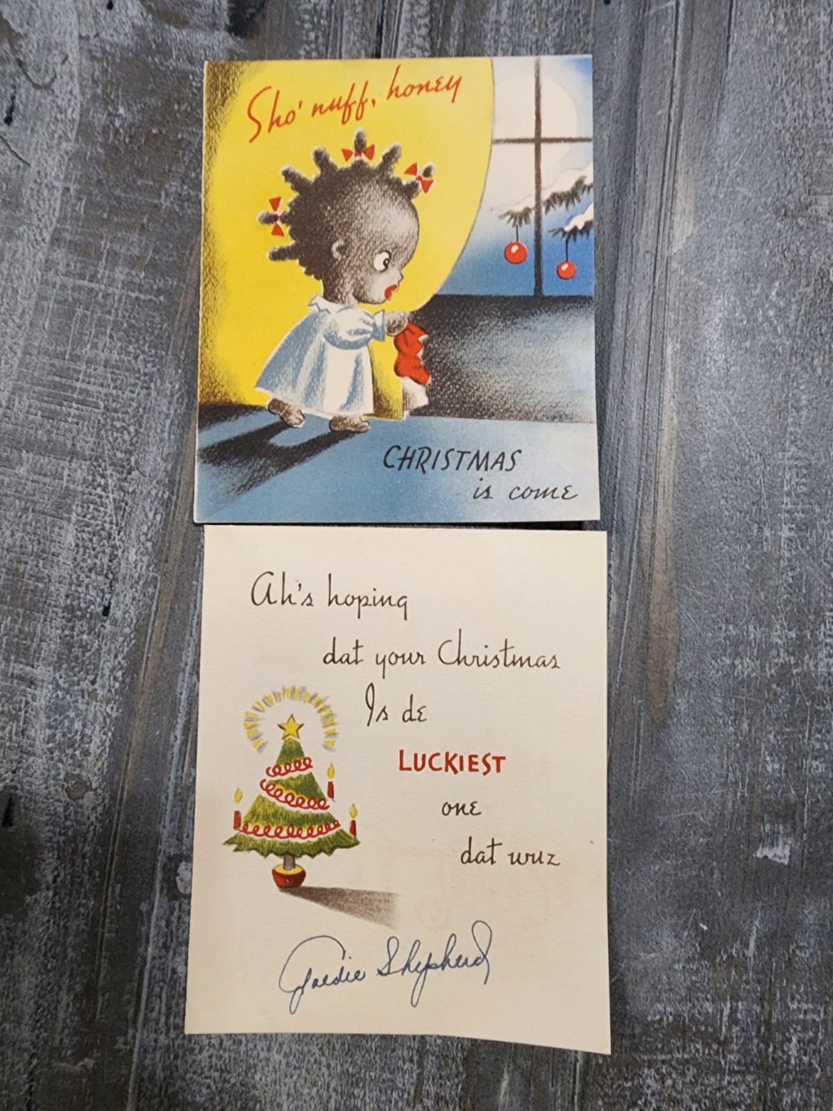 Vtg Norcross Christmas Card Lot 1940s WWII Letter Esther Goldie Vtg Norcross Christmas Card Lot 1940s WWII Letter Esther Goldie