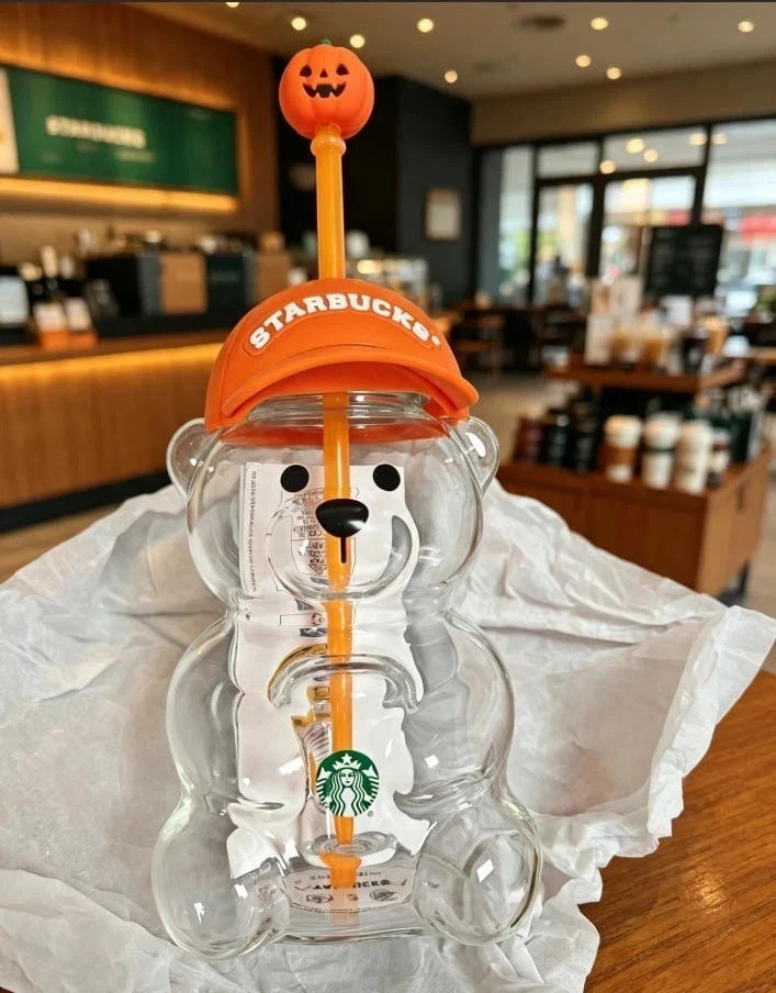 Halloween Starbucks Bearista Bear Cup Tumblers With Pumpkin Topper Baseball Cap Halloween Starbucks Bearista Bear Cup Tumblers With Pumpkin Topper Baseball Cap
