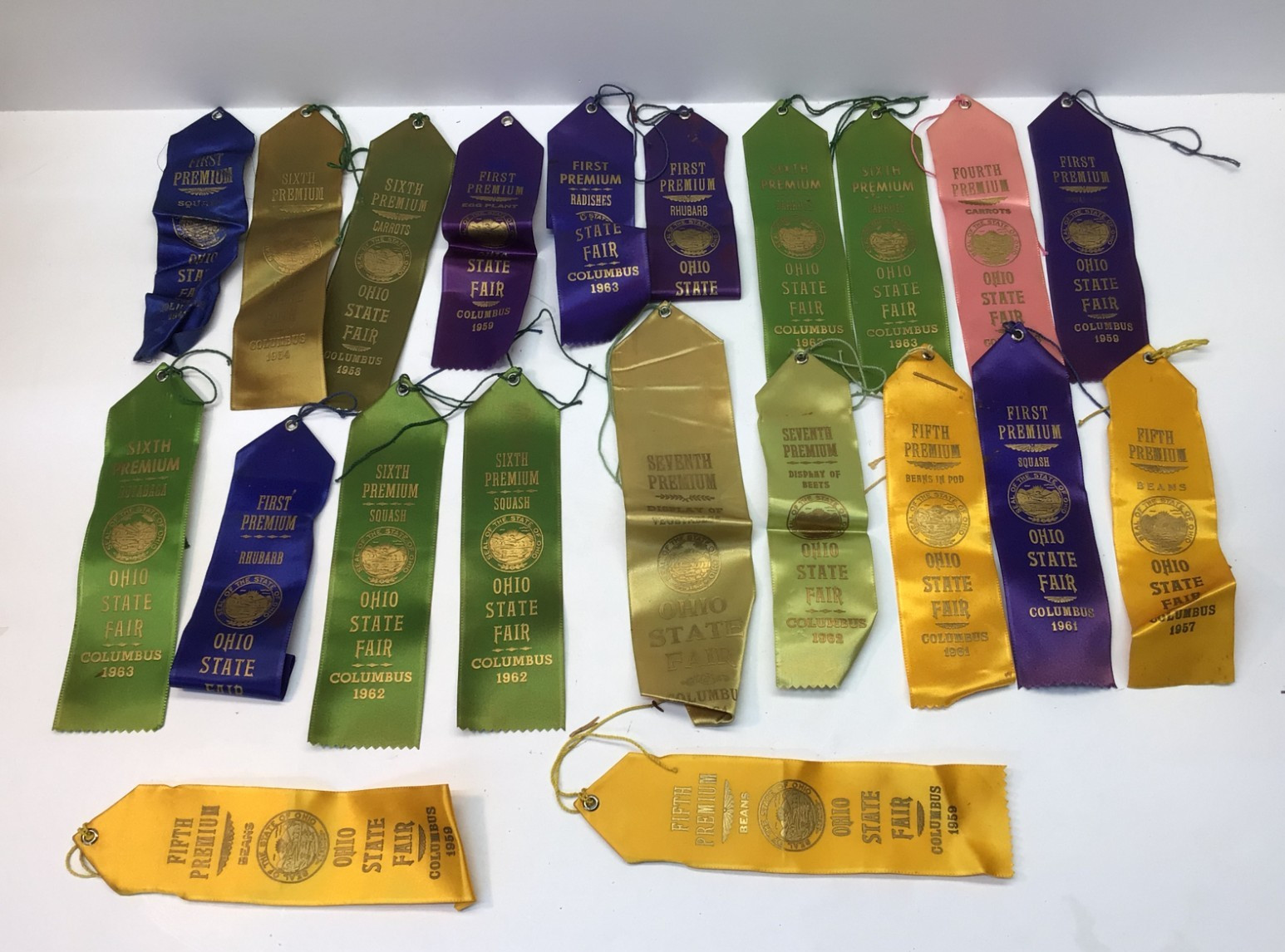 21-Vintage Ohio State Fair Ribbons 1949-1963. From R.B.Powers Co. Ashley, OH 21-Vintage Ohio State Fair Ribbons 1949-1963. From R.B.Powers Co. Ashley, OH