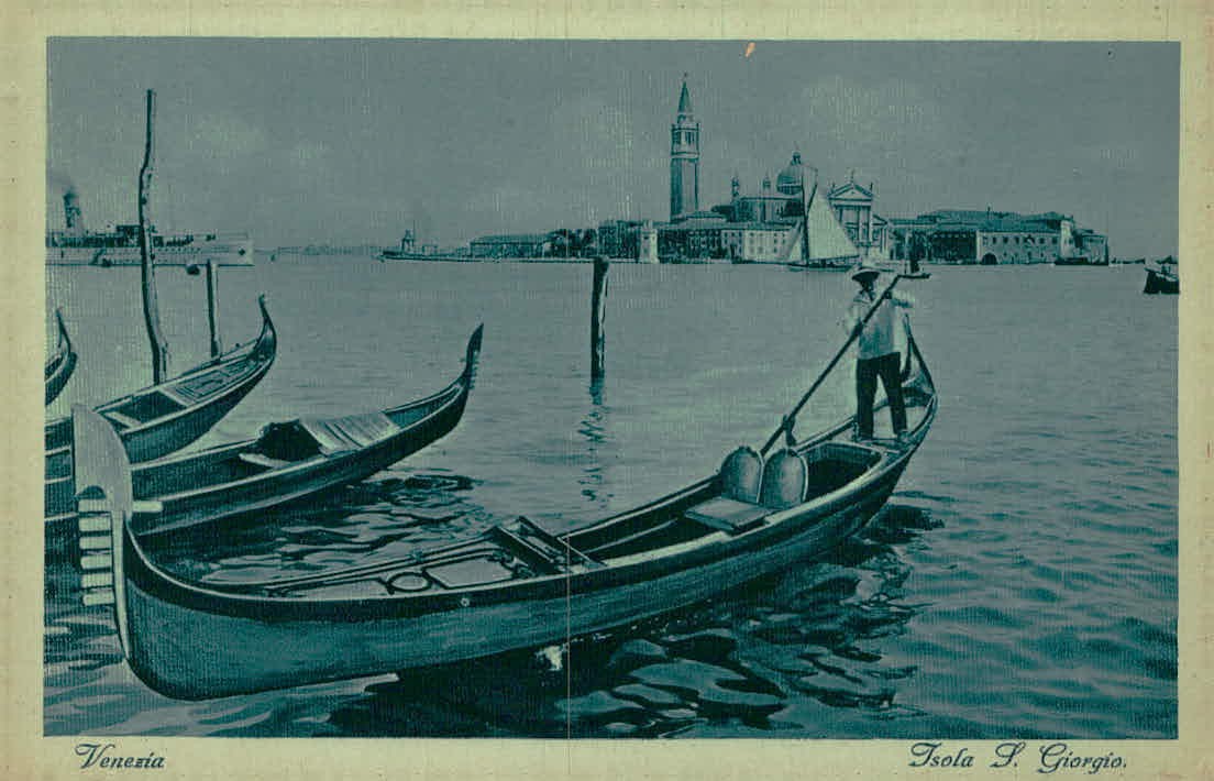 Venice Italy Isola San Giorgio Gondola Postcard