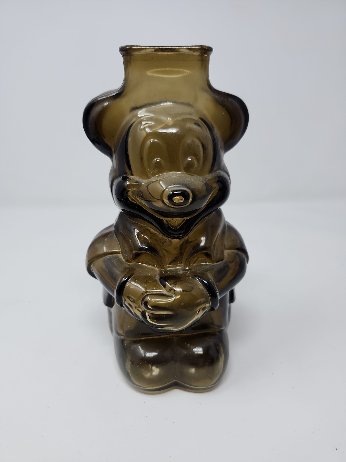 Vintage 70s Mickey Mouse Club Walt Disney Amber Brown Glass Piggy Coin Bank 7" Vintage 70s Mickey Mouse Club Walt Disney Amber Brown Glass Piggy Coin Bank 7"