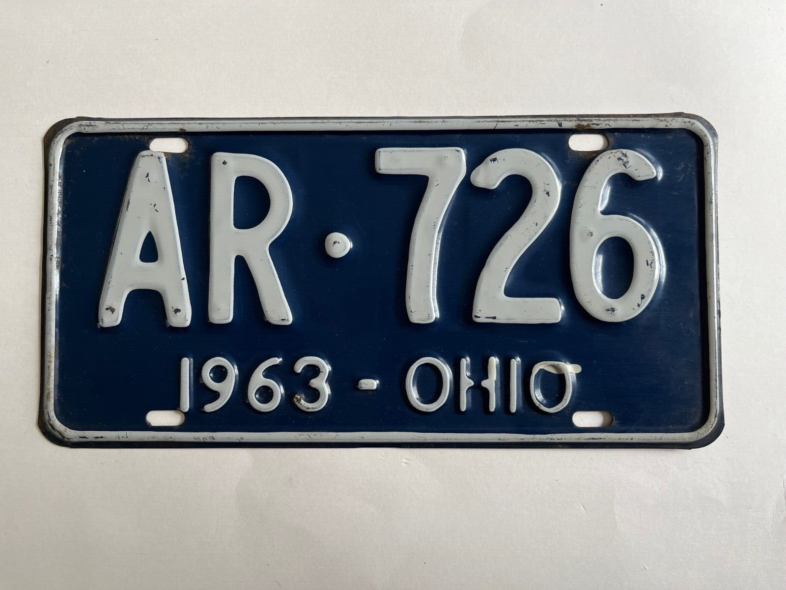 1963 Ohio License Plate Over 60 Years Old All Original Paint is still Glossy