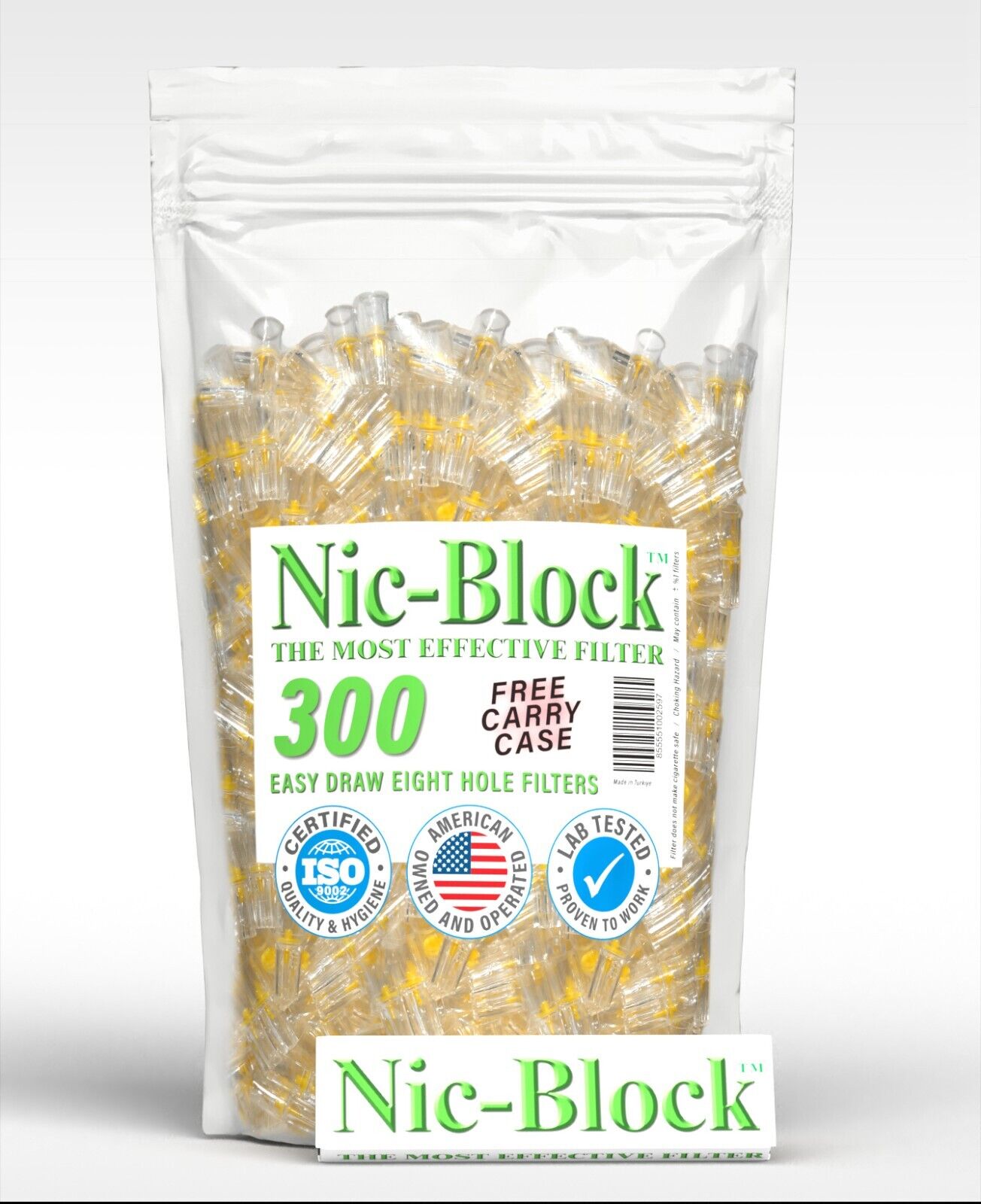 NEW NIC-BLOCK  Cigarette Filters Bulk Economy Pack 300  FILTERS TIPS FREE CASE