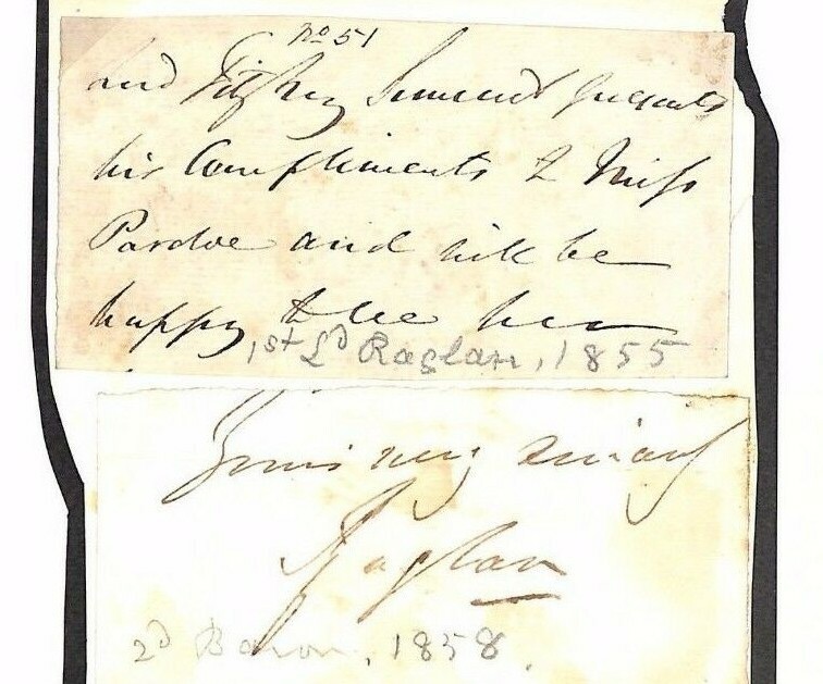 GB CRIMEAN WAR *Fitzroy Somerset* 1855 & *Raglan* Autographs MATCHED PAIR MS2428