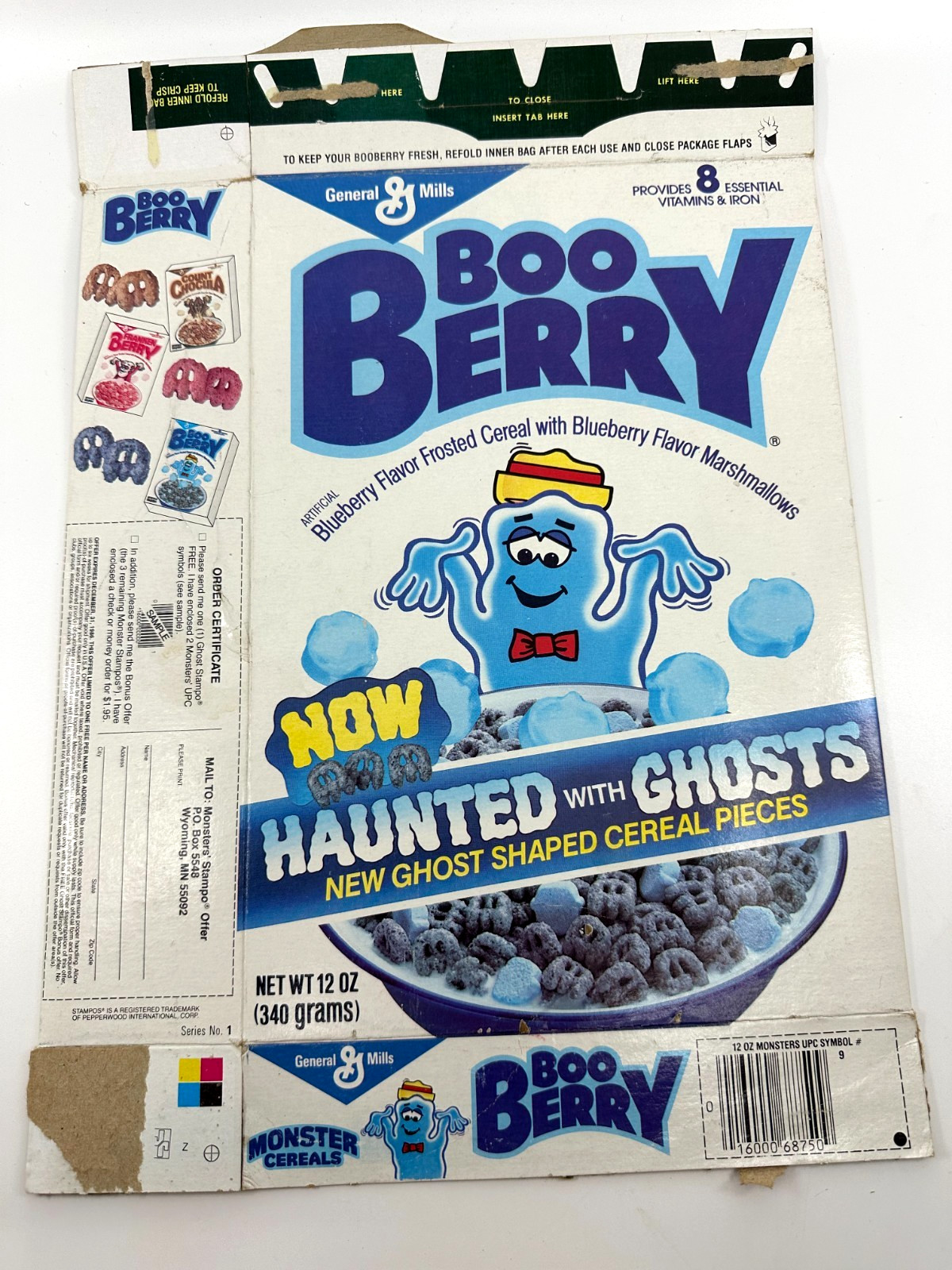 RARE Vintage 1985 General Mills Boo Berry Monster Cereal Box Series 1 Ghosts RARE Vintage 1985 General Mills Boo Berry Monster Cereal Box Series 1 Ghosts