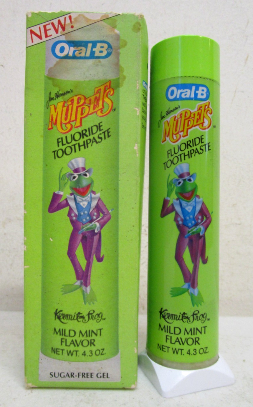 1986 VINTAGE 1980's NOS ORAL-B MUPPETS KERMIT THE FROG FLUORIDE TOOTHPASTE