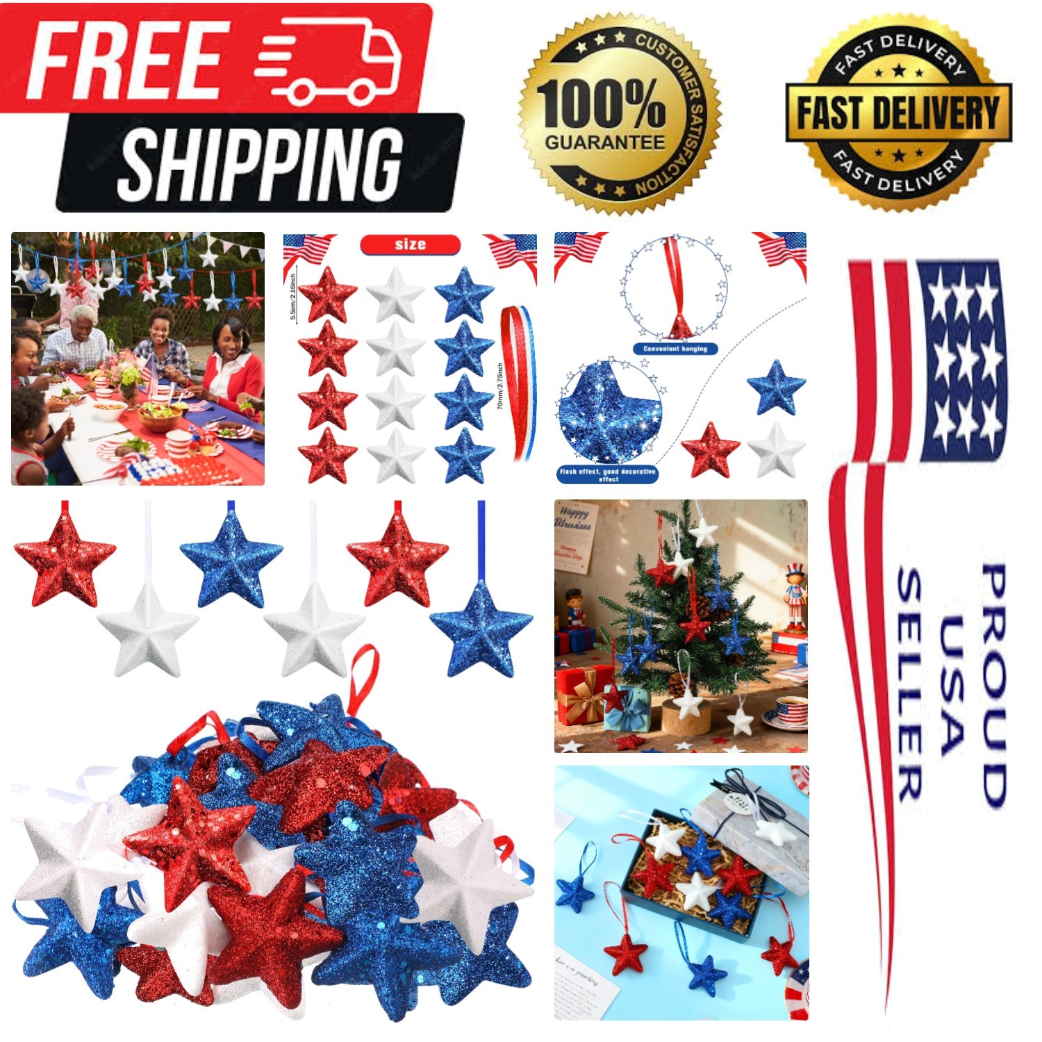 Stylish 12 Pc 4th of July Hanging Tree Decorations for Memorable Celebrations Stylish 12 Pc 4th of July Hanging Tree Decorations for Memorable Celebrations