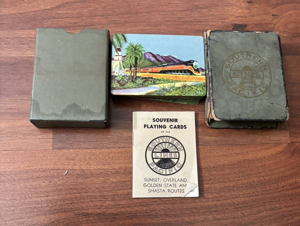 SOUTHERN PACIFIC LINES RAILROAD Playing Cards VINTAGE, Historic Landmark W/Case