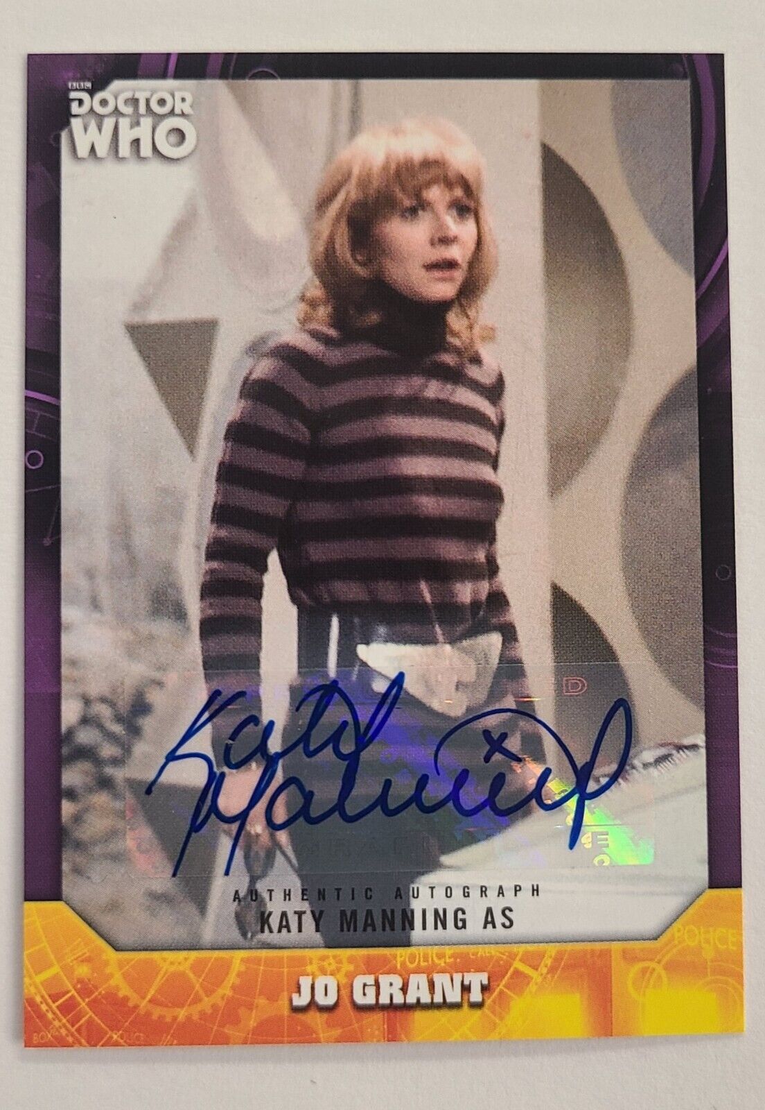Katy Manning as Jo Grant Purple 3/10 Autograph Card 2017 Topps Doctor Who