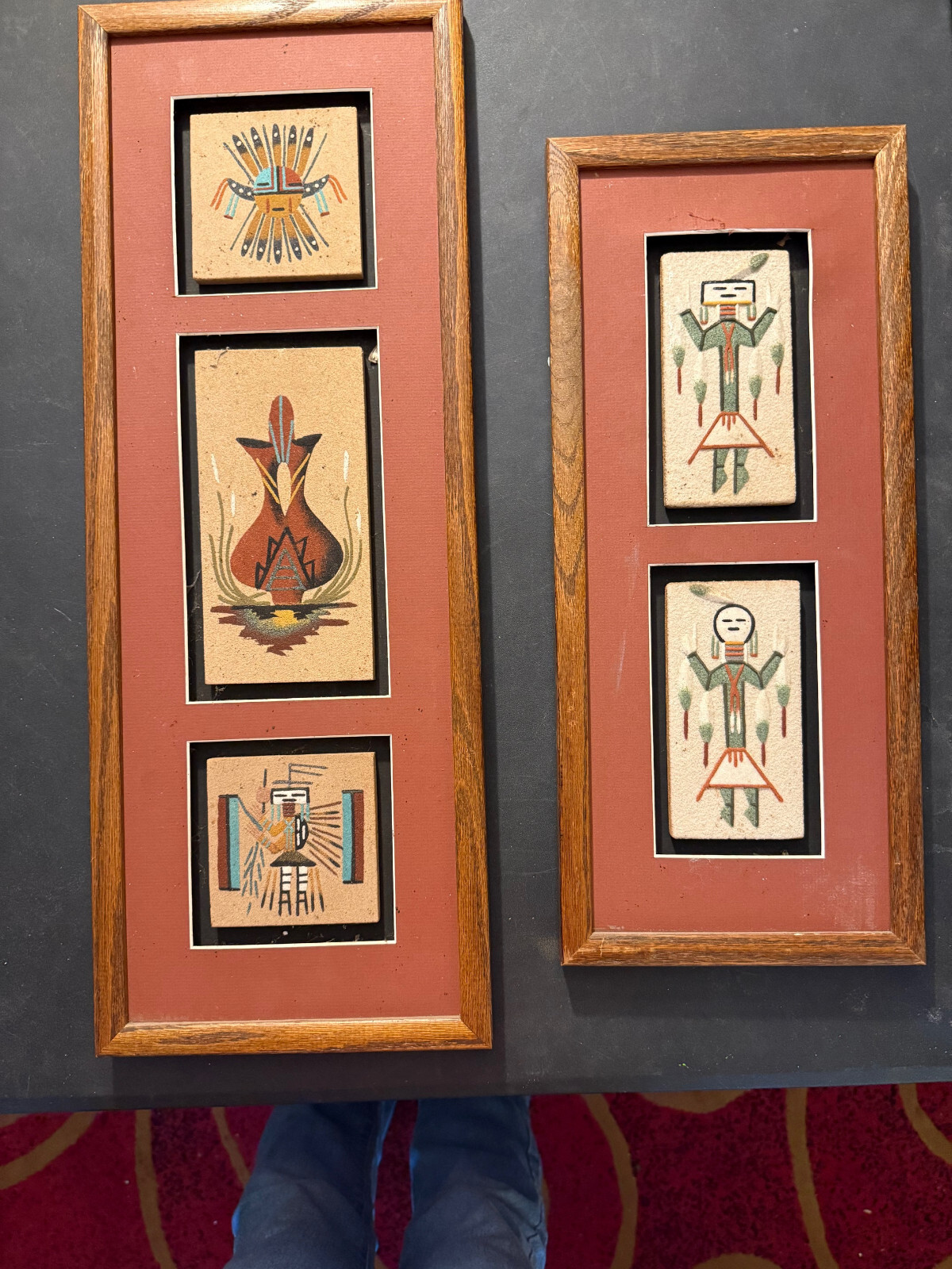 Vintage Navajo Sandstone Framed  Ben Sam Paintings (Lot Of 5)