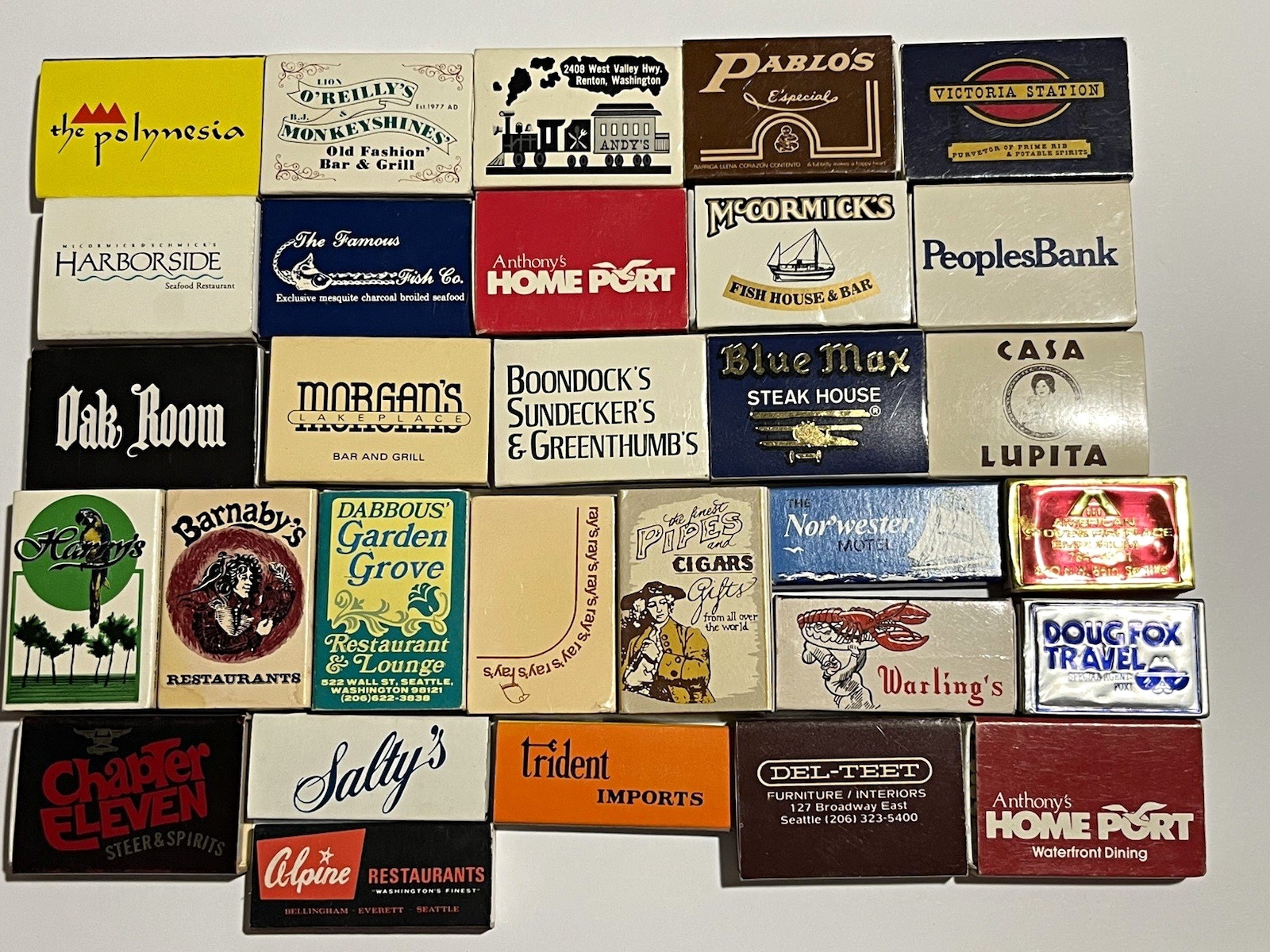 Lot of 30 Vintage Advertising Matchbooks Seattle Restaurants Bars Lot of 30 Vintage Advertising Matchbooks Seattle Restaurants Bars