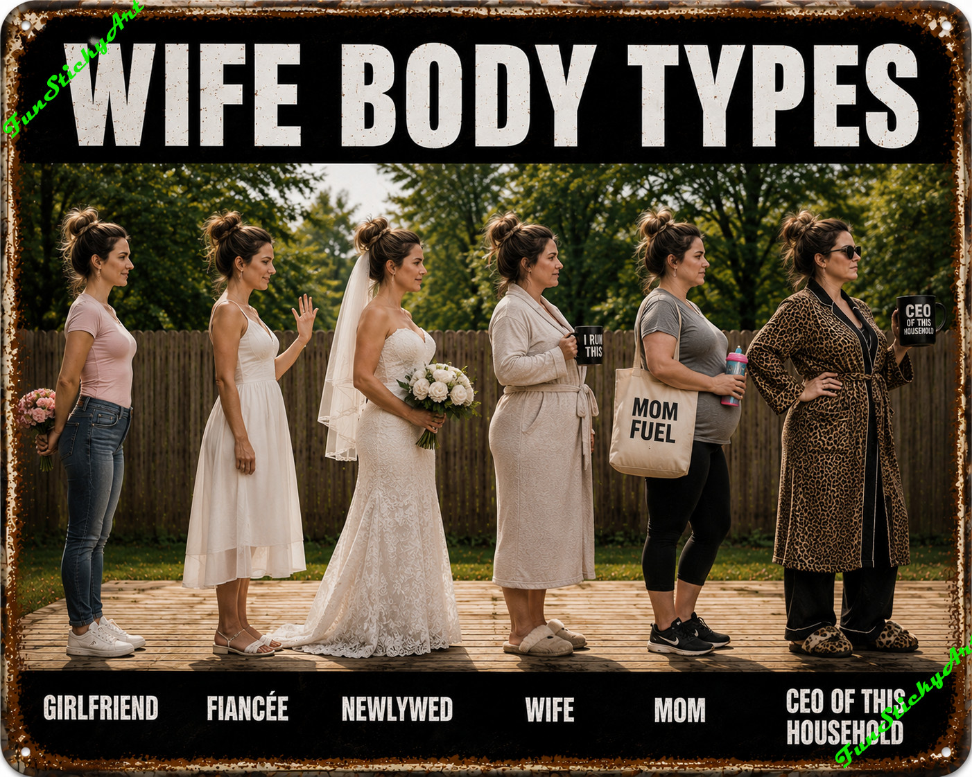 Funny Body Types Fridge Magnet – Rustic Humor Novelty Gift – Wife Body Type