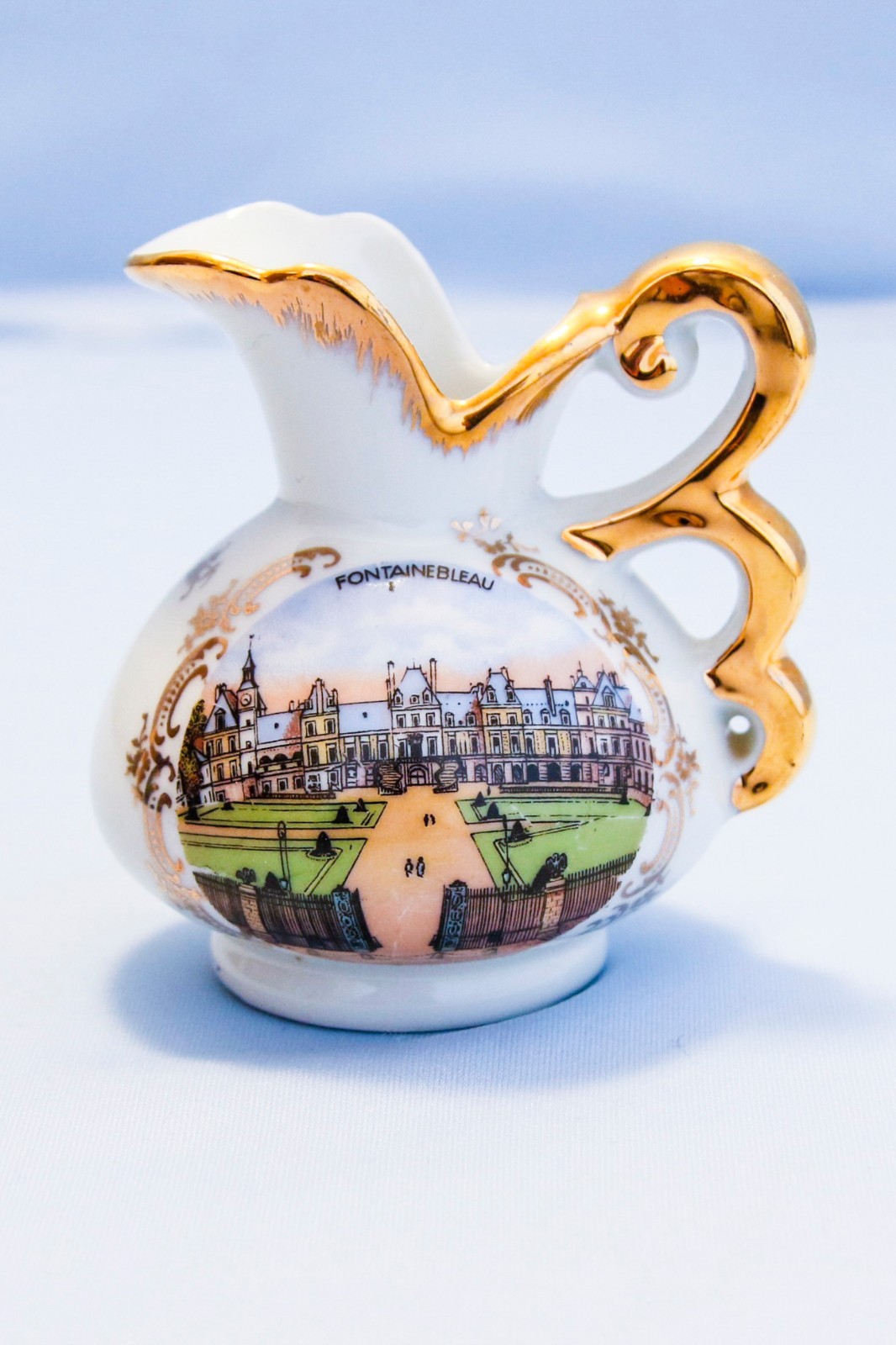 Vintage Limoges Porcelain Miniature Pitcher Chateau de Fontainebleau Napoleon