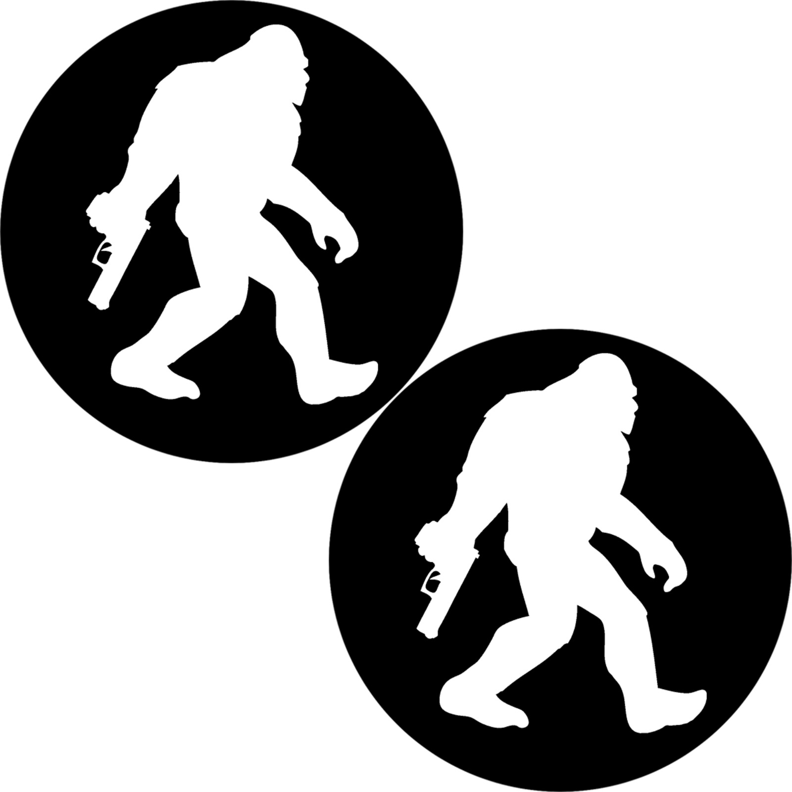 2x Bigfoot Sasquatch With Gun Stickers 3 Inch Second Amendment Bumper Decals