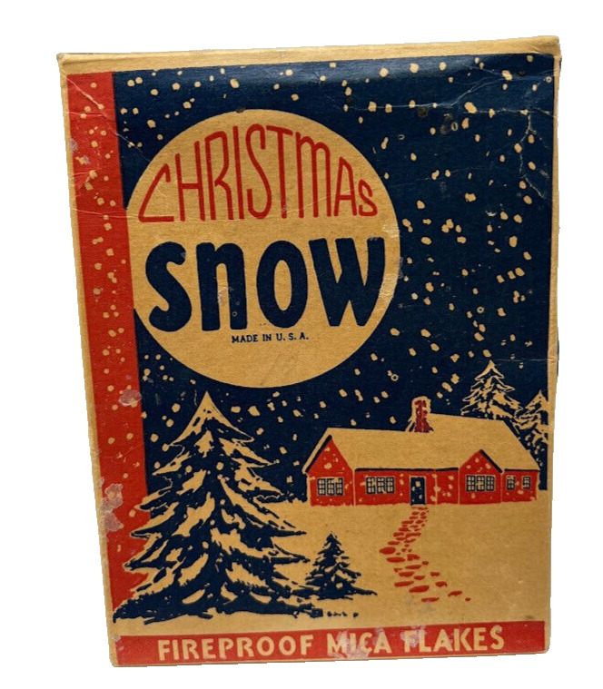 Vintage Christmas Box Of Snow Mica Flakes Fire Proof Un-Opened