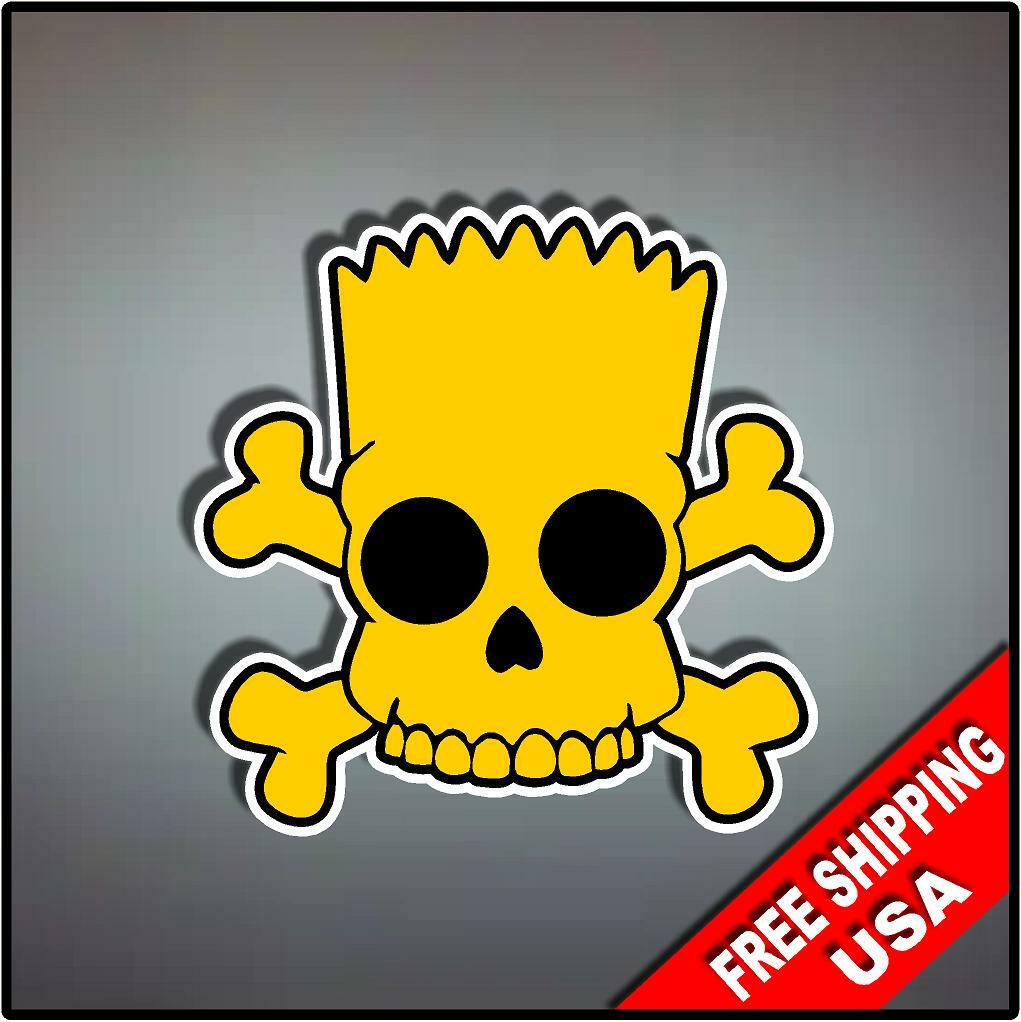 Bart Simpson Skull 4" x 4" Window Decal Sticker Bart Simpson Skull 4" x 4" Window Decal Sticker
