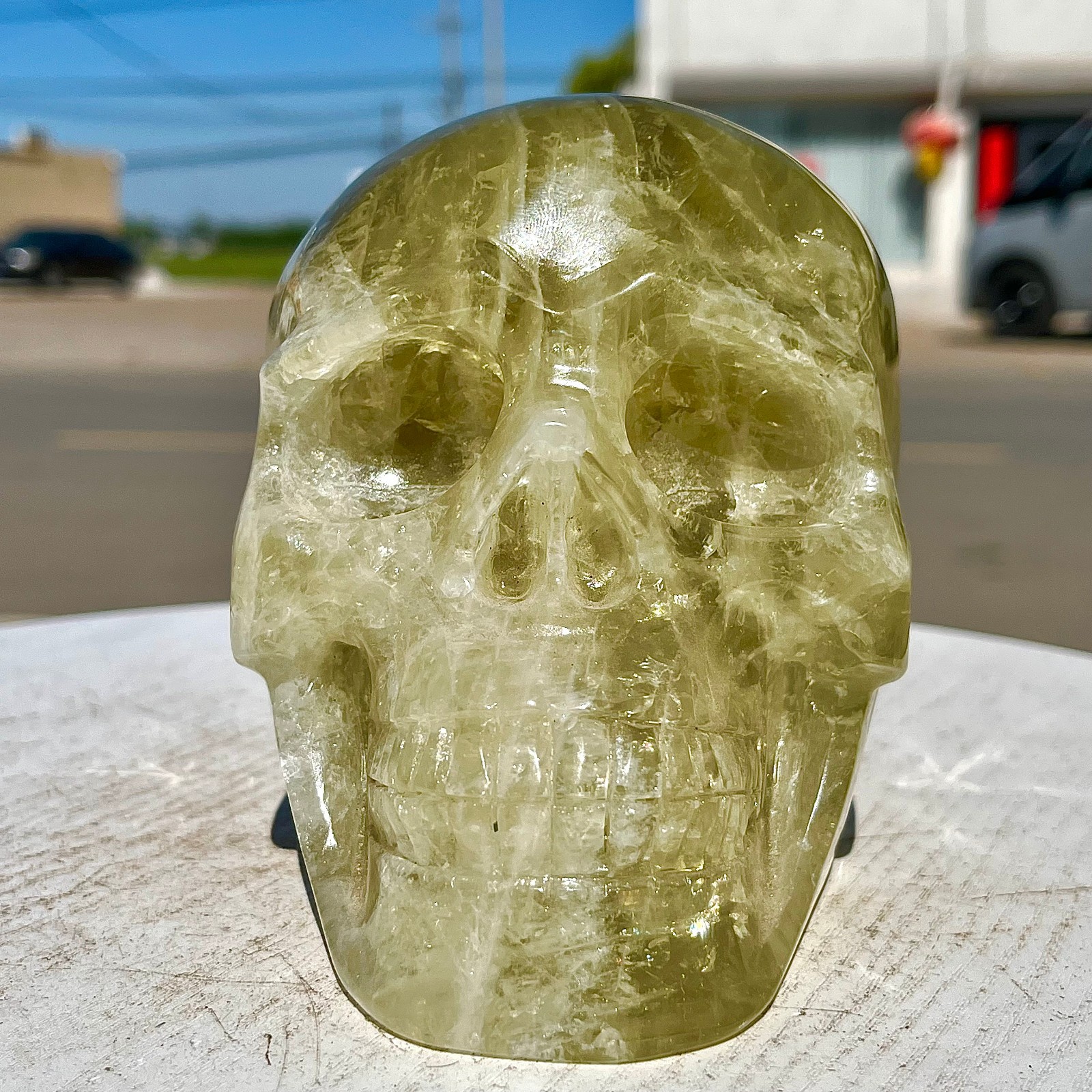 6.06LB High quality yellow crystal skull hand carved specimen 6.06LB High quality yellow crystal skull hand carved specimen