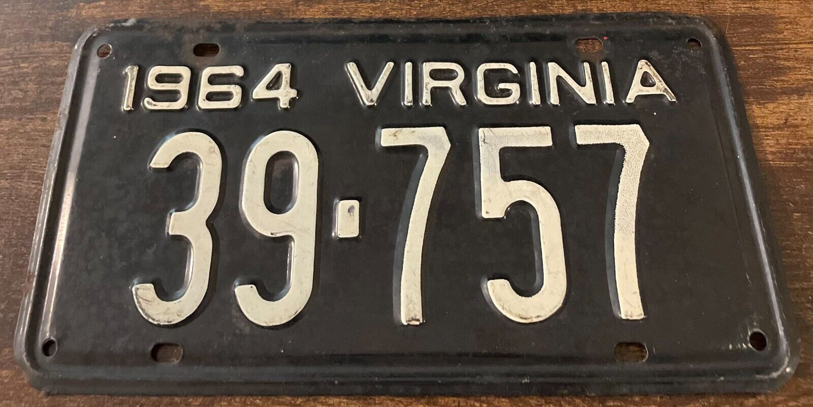 Vintage 1964 Virginia License Plate 39-757