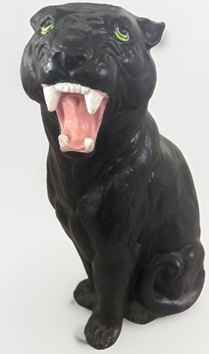 Vintage Rare MCM Black Panther Cougar Ceramic 24" Large Floor Decor Green Eyes Vintage Rare MCM Black Panther Cougar Ceramic 24" Large Floor Decor Green Eyes