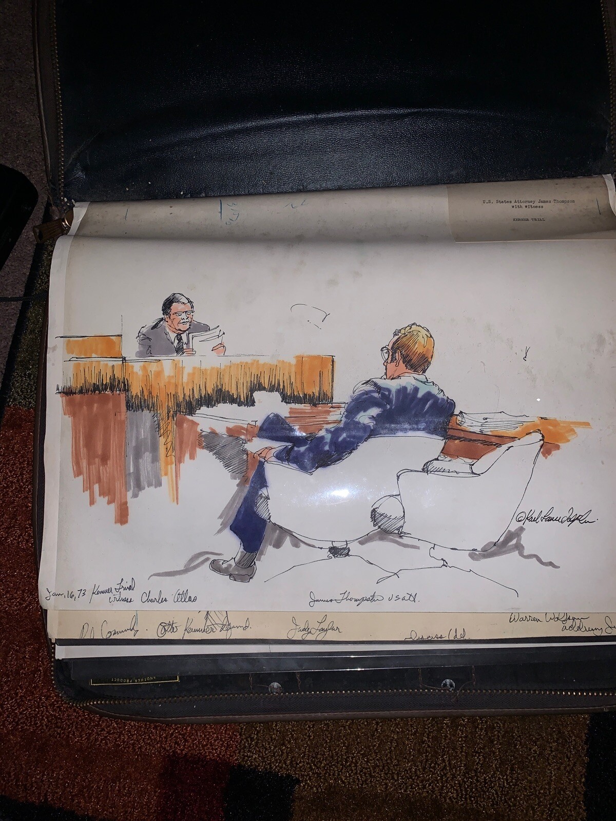 1973 Kerner Trial Courtroom Sketch By Karl Louis Jensen James Thompson Governor 1973 Kerner Trial Courtroom Sketch By Karl Louis Jensen James Thompson Governor