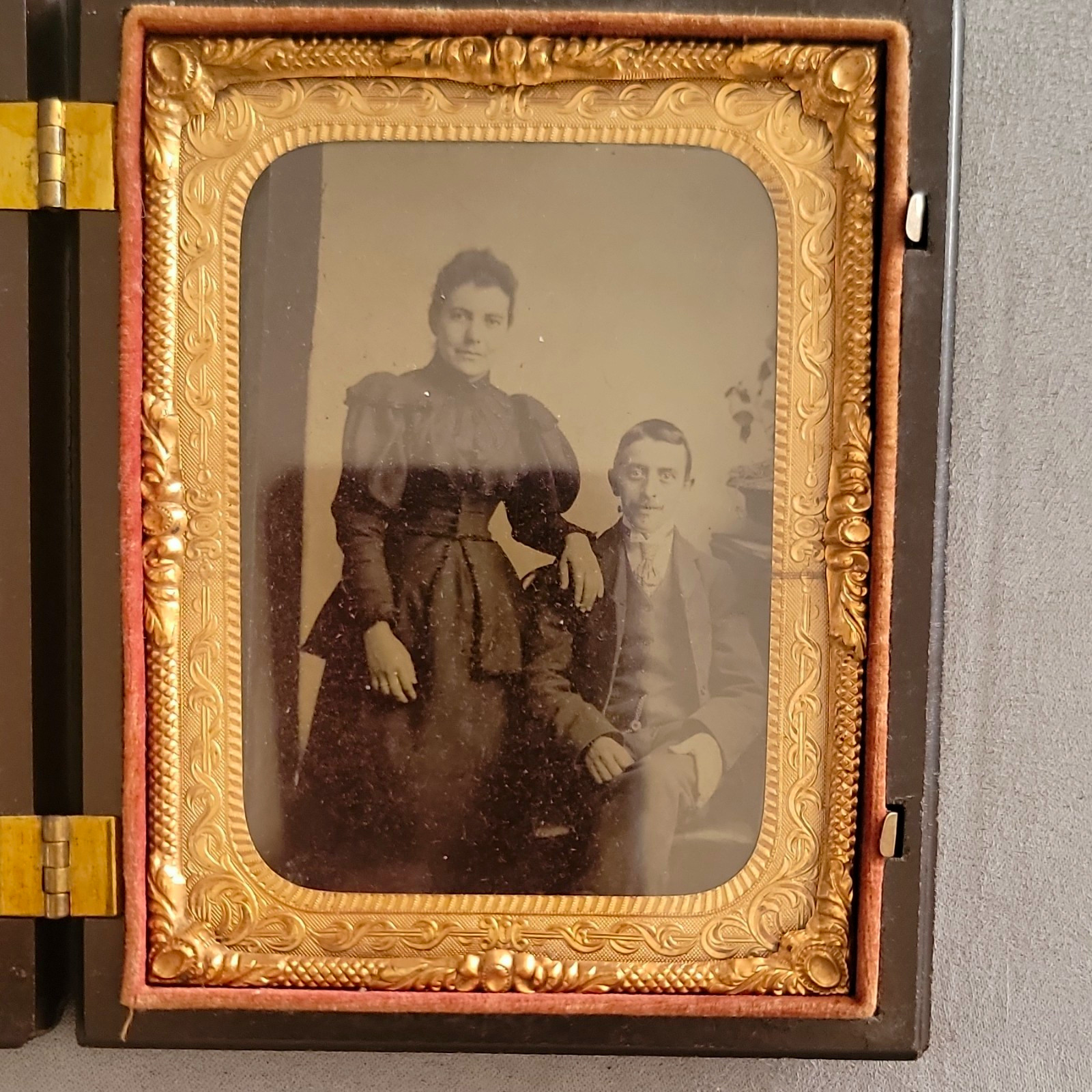 Antique 1857 Quarter Plate Union Case Sir Roger de Coverly Gypsies Tintype Photo Antique 1857 Quarter Plate Union Case Sir Roger de Coverly Gypsies Tintype Photo