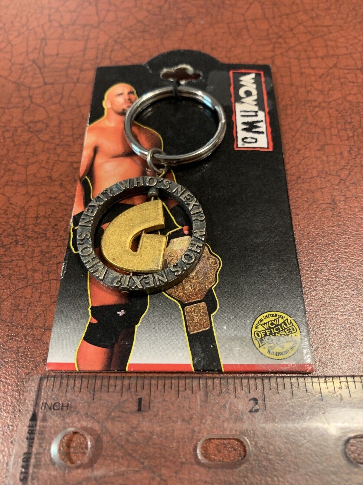 WWE Wrestling Bill Goldberg 1999 Metal Keychain New On Card 