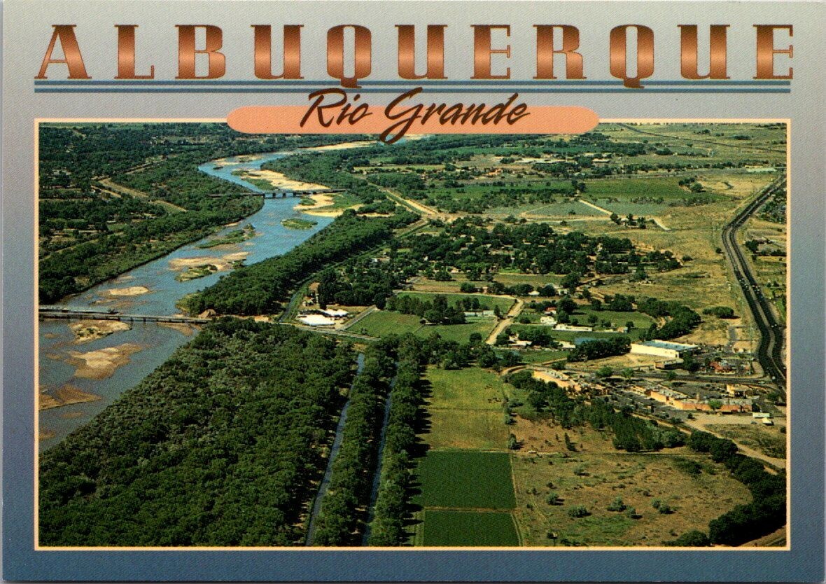 New Mexico Albuquerque Aerial View Rio Grande c1990 Postcard