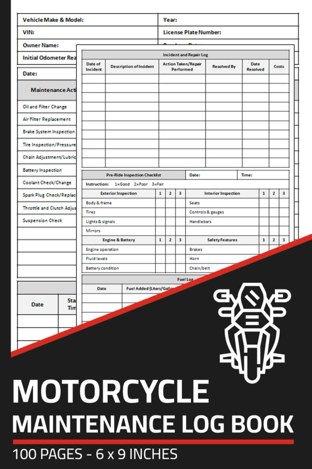 Motorcycle Maintenance Log Book: Motorcycle Repair & Service Record with Daily P Motorcycle Maintenance Log Book: Motorcycle Repair & Service Record with Daily P