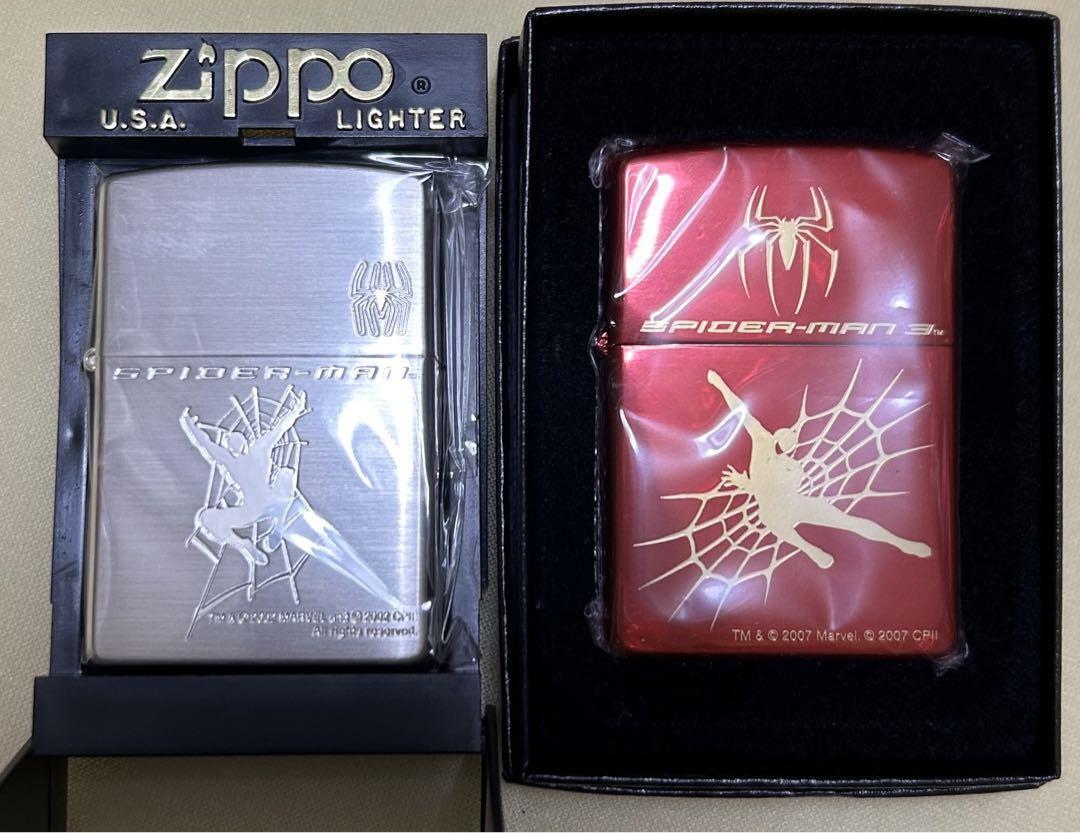 Zippo lighter Marvel Spiderman silver red set of 2 unused item imported from JP