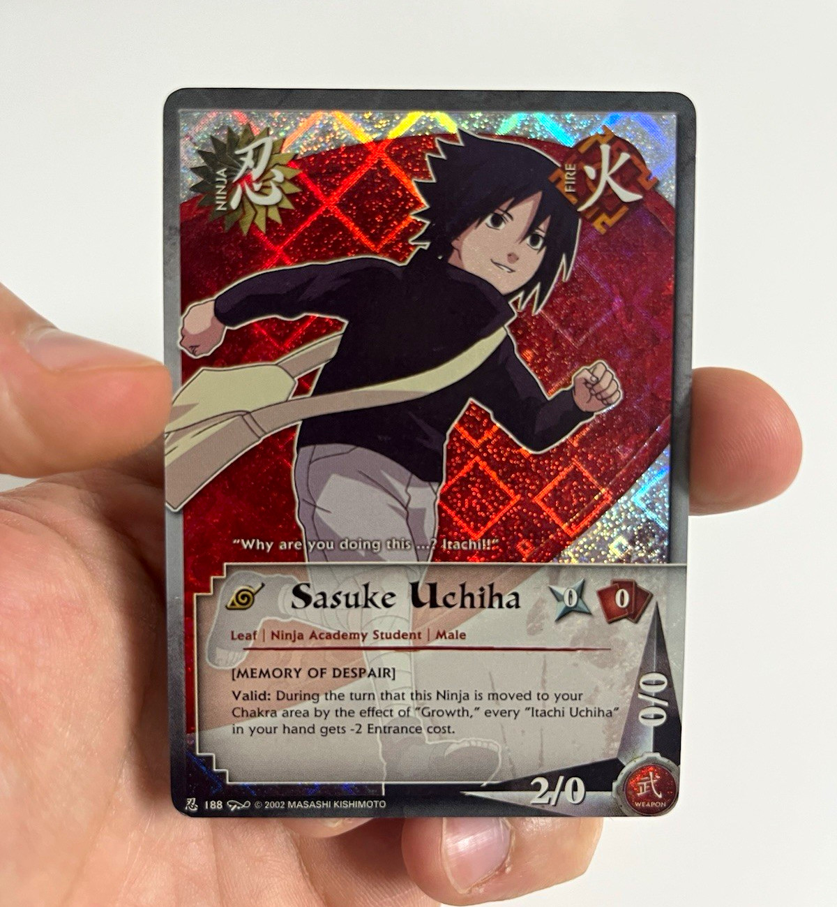 Bandai Naruto Tcg Ccg Card Sasuke Uchiha 188 Fire Super Rare Foil English