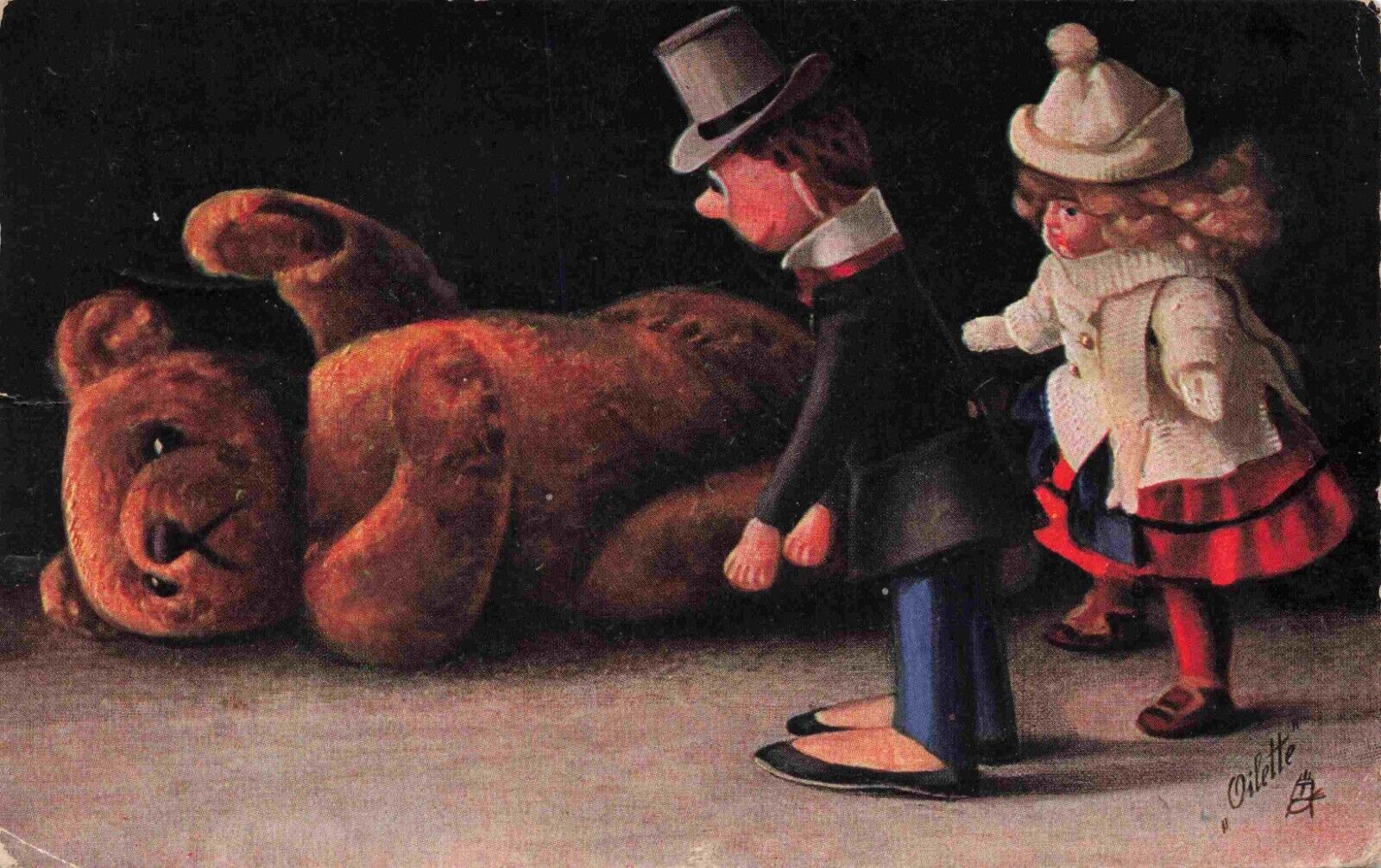 Teddy Bear Anthropomorphic Toys Dolls Artist Fritz Hildebrandt Tucks Postcard