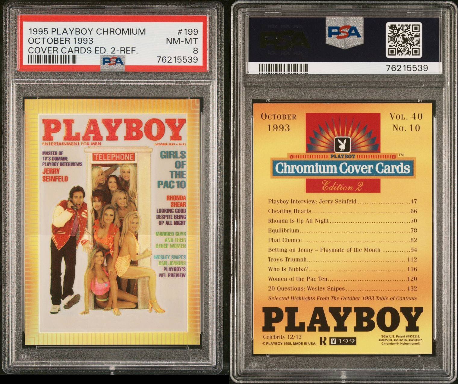 PSA 8 Refractor Jerry Seinfeld Rookie Card 1995 Playboy Chromium Cards #199 1993 PSA 8 Refractor Jerry Seinfeld Rookie Card 1995 Playboy Chromium Cards #199 1993